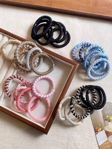 5pcs/Set Twisted Hair Tie Elastic Hair Tie Colorful Knitted Rubber Bands Women Hair Accessories, Hair Tie ,Hair Accessories, Ponytail Holders, Hair Elastics, Hair Bobbles ,Hair Rope Hair Ties Head Accessories - Multicolor - View 6