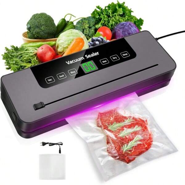 Vandise Vacuum Sealer Machine Automatic Food Saver | 6 Modes for Dry Wet Foods | Strong Suction Vacuum Sealer for Meat Fish Vegetables Fruits Snacks Coffee Grains | Preserve Freshness Longer | Includes 10 Free Vacuum Bags | Waterproof Touch Screen Control Panel | Built-in Bag Cutter & Roll Storage | Compact Design for Kitchen Countertop | Ideal for Sous Vide Meal Prep Marinating Freezing Storing Leftovers | Commercial & Home Use | Easy to Clean | Leak-Proof Seal Technology | One-Touch Operation | Perfect for Extending Shelf Life of Perishables | Great for Camping Travel Bulk Buying | Durable Heavy-Duty Design | Stainless Steel Housing | Quiet Operation | Energy Efficient | Best Gift for Home Cooks