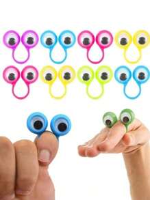 5 pièces Anneaux de doigt à activation par les doigts, décoration de fête d'anniversaire créative avec gros yeux de doigt en forme de boule oculaire. (Couleurs aléatoires)