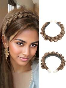 1pc Black Fishtail Braid Wig Headband, Non-Slip Teeth Design, Fluffy Synthetic Fishtail Wig Headband, Hair Hoop, Women's Braided Donut Bun Hair Hoop, Suitable For Christmas, New Year, Carnival, Music Festival And Other Occasions - Multicolor - View 13