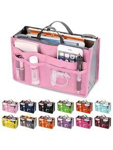 Túi đựng đồ trang điểm 2 khóa kéo có túi bên trong, Túi đựng đồ trang điểm đa năng di động, Nhiều màu sắc, Túi đựng đồ khi đi du lịch, Túi đựng đồ trang điểm cho nữ, Túi đựng đồ trang điểm bằng nylon dung tích lớn - Túi đựng đồ du lịch có thể gập lại với nhiều ngăn, Ít gây dị ứng, Thích hợp đựng mỹ phẩm, đồ điện tử và đồ dùng thiết yếu - Nhiều màu - Xem 2