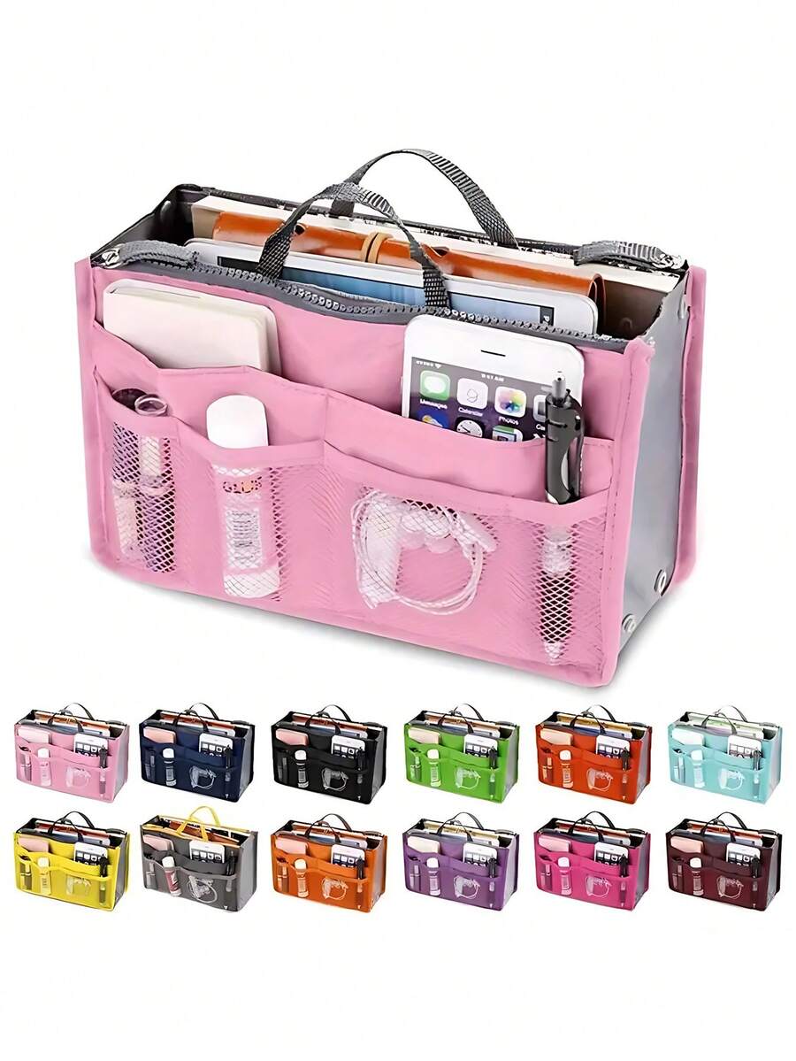 Túi đựng đồ trang điểm 2 khóa kéo có túi bên trong, Túi đựng đồ trang điểm đa năng di động, Nhiều màu sắc, Túi đựng đồ khi đi du lịch, Túi đựng đồ trang điểm cho nữ, Túi đựng đồ trang điểm bằng nylon dung tích lớn - Túi đựng đồ du lịch có thể gập lại với nhiều ngăn, Ít gây dị ứng, Thích hợp đựng mỹ phẩm, đồ điện tử và đồ dùng thiết yếu