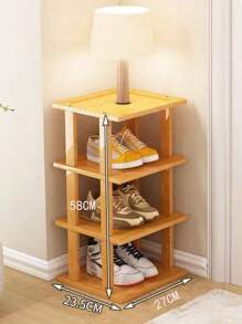 Prateleira vertical para sapatos de madeira dura de bambu faça você mesmo - prateleira de armazenamento vertical multifuncional, prateleira organizadora doméstica que economiza espaço, adequada para vários cômodos, estrutura de tábua de madeira, sem necessidade de eletricidade