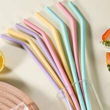4-Color Silicone Straw Set, Reusable Silicone Straws, Flexible Silicone Straws Without BPA, Portable - Nhiều màu - Xem 12