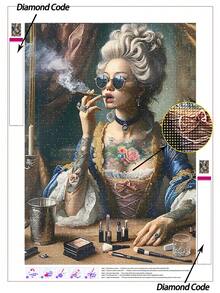 1pc Chic Rococo Glamour 5D DIY Tranh kim cương, Trang trí nhà hoàn hảo & Quà tặng | Bộ dụng cụ vẽ kim cương cho người lớn với bộ dụng cụ đầy đủ - Nhiều màu - Xem 3