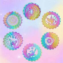 3.9inch Wind Spinner 3D Whirligigs Rainbow Mandala Hanging Wind Chimes Sun Catcher Illusion Magical Garden Yard Decor Bird Deterrent Room Decor Bedroom Decor Home Decor Wall Decor