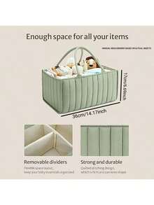 1pc Baby Diaper Basket, Fashionable Diaper Caddy Organizer, Newborn Diaper Storage Basket, Essential Baby Gift (Available In Brown, Pink, Green) - Multicolor - View 2