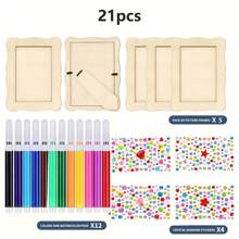 21pcs Modern Wooden Photo Frames – Horizontal Tabletop Frames, Wooden Finish For Desk Display, DIY Painting & Doodling Frames – Home Decor, Unique Birthday Gift For Garden, Courtyard & Festival Decoration​