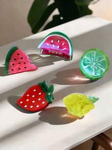 1 对可爱亚克力水果发夹，通勤百搭，春夏秋冬，可爱迷你发夹，爪夹