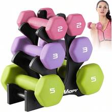 Set De 6 Mancuernas Hexagonales De Neopreno, 2, 3, 5LB, Antideslizante, Ideal Para Entrenamientos En Casa Y En El Gimnasio - 1 - Ver 3