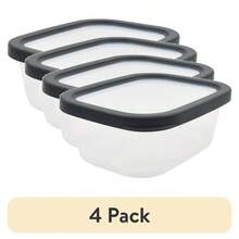 4 Pack Gray Plastic Durable Food Storage Containers (2 Count)