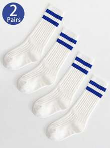 2 Pairs Of Children's Socks For All Seasons Ins Parallel Bar Calf Socks Versatile Student Socks Sports College Style Tube Socks Suitable For Daily Life