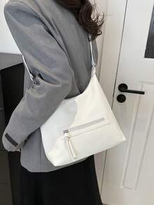 全新女士柔软 PU 皮革拉链腋下单肩包，时尚斜挎包