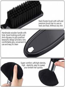 2PCS Black Barber Hair Brush Set – Premium Men's Shaving Soft Brush & Makeup Cleaning Salon Tool With Black ABS Handle – Nylon Bristles For Smooth Hair Styling And Shaping