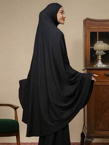 1PC Women Abaya Accessories Plain Soft Large Size Cover Chin Prayer Hijab, For Pilgrimage, Turban Headscarf (Excluding The Package) - Solid Color - View 3