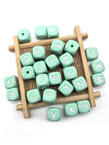 26pcs Silicone Beads, 12mm Square Letter Loose Spacer Beads, Suitable For Handmade DIY Jewelry Making, Bracelets, Necklaces, Keychains / Pen Beads, Mobile Phone Pendants, Bag Accessories, Birthday Gifts, Gifts For Women