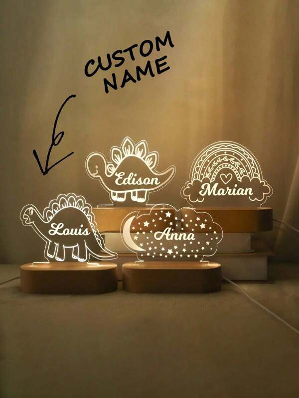 1 peça de luz noturna com nome personalizado (plugue USB) presente para família, namorados, amigos, decoração de quarto, luz noturna personalizada, luz com nome, decoração de quarto, presente de aniversário, chá de bebê