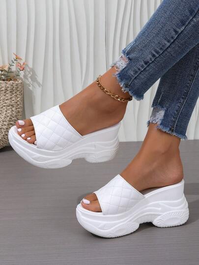 2025 New Summer Thick Bottom Platform Wedge Sandals, High Heel Slide Sandals, Slip-On Slippers, Beach Vacation Ladies Slippers, Black Slippers, Bohemian Ladies Sandals, College Style Ladies Sandals