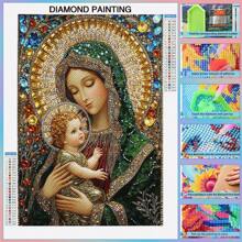 Complete Diamond Painting Kit 30x40cm/11.8x15.8in, Religious Horse Mosaic Art Craft For Beginners, Round Full Drill Crystal Rhinestone Embroidery, Canvas Wall Art Decor For Living Room Bedroom, Frameless, Diamond Painting Accessories, Round Shape Diamond Shape