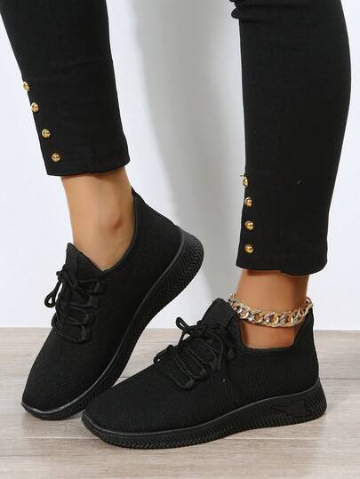 Women's All Black Soft Bottom Comfortable Casual Work Shoes, Non-Fatiguing