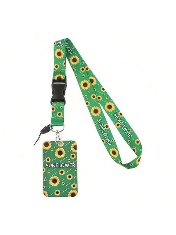 2pcs (1pc Sunflower Pattern Lanyard + 1pc Detachable Strap), For Keys, Badge, ID Card, Credit Card, Pass Holder, Phone Pendant,School Supplies,Back To School