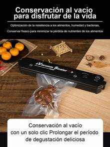 Envasadora al Vacío Automática 2 en 1 (Sellado al Vacío/Sellado Simple) - Máquina Profesional para Conservación de Alimentos con 5 Velocidades y Función Secado, Incluye 10 Bolsas de Regalo (Compacta para Hogar/Restaurantes) - Negro - Ver 3