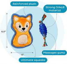 Outward Hound Orka Puppy Dental Chew Toys For Small Dogs &Amp; Teething Puppies - 3 Pack - Mini Orka and Fox - 查看 4