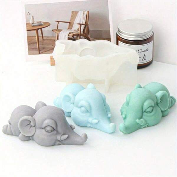 Cartoon Elephant Silicone Candle Mold DIY Handmade Lying Crocodile Plaster Epoxy Resin Molds For Home Crafts Decoration