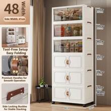 5/4/3/2/1 Tier Storage Cabinet Folding Storage Box, Home Living Room Toy Cabinet, Storage Rack, Snack Cabinet, No Assembly Required, Kitchen Storage Cabinet