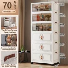 5/4/3/2/1 Tier Storage Cabinet Folding Storage Box, Home Living Room Toy Cabinet, Storage Rack, Snack Cabinet, No Assembly Required, Kitchen Storage Cabinet