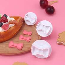 3pcs Bowknot Fondant Cookie Cutter Mold, Biscuit Stamps For Kitchen Baking Tools - White - View 1
