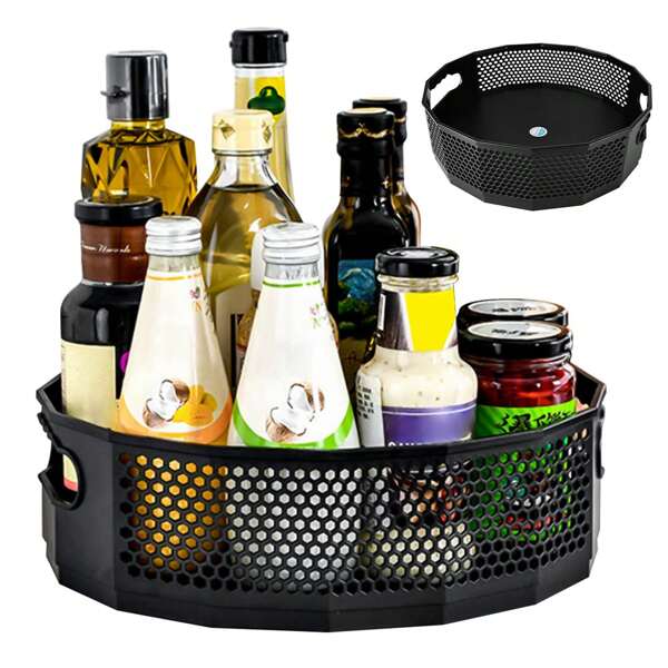 1 Lazy Multifunctional Rotating Storage Basket, Turntable Organizer, Turntable Refrigerator Organizer, Kitchen Spice Rack, Spice Turntable, Cosmetics Storage Fruit Storage Basket, Spice Bottle, Oil Ingredient Tank, Multifunctional Rotating Storage Basket