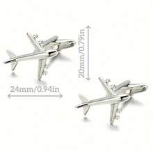 In-Stock Paper Plane Cufflinks, Metal Civil Aviation Airplane French Cufflinks, Suit Shirt Cuff Studs - Silver - View 5