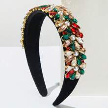 1 pièce Élégant Serre-tête rembourré en velours baroque coréen, Vintage diamant brillant décoré Serre-tête de haute qualité - Convient pour les dames et les filles pour assister à des soirées et des bals, Cadeau de haute qualité exquis pour les amis