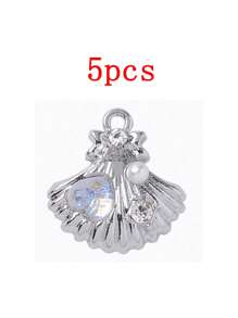 Set de 5 piezas de accesorios de estilo coreano con encantos de nube dulce y concha, material de aleación para manualidades de joyería, aretes, pulseras, collares, decoraciones para uso diario de mujeres