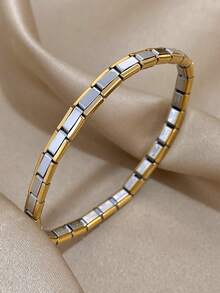 1 件简约金手镯，适合女士和女孩 - 18K 镀金不锈钢镜面抛光几何珠宝，优雅可堆叠波西米亚风海滩夏季假日旅行必备品，母亲节礼物，毕业周年礼物，教师节礼物 - 彩色 - 查看 11