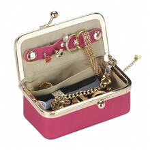 Royal Bagger Genuine Leather Jewelry Box, Mini Case For Rings, Necklaces & Earrings, Kiss Lock Coin Purse For Women - 深紫色 - 查看 6