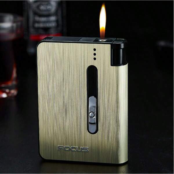 1pc/10pcs Automatic Cigarette Lighter & Cigarette Box Set, Portable Moisture-Proof Anti-Crush Cigarette Case With Lighter