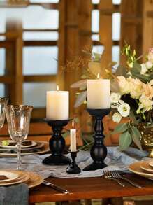 1pc/3pcs Matte Black Pillar Candle Holder, Metal Candlestick Candle Holder Stand, Home Coffee Table Decor, Decorations Centerpiece For Dining, Living Room
