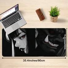 1 grote Anime Girls and Demons gaming-muismat met cool zwart design - dikke, antislip rubberen basis, gemakkelijk schoon te maken, nauwkeurige randen, rechthoekige bureau-onderlegger voor gamers en op kantoor, bureau-onderlegger, opvallend karakterontwerp, gemakkelijk schoon te maken oppervlak
