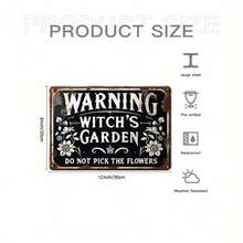 1PC Witch Garden Metal Sign, Warning Quote, Magical Wall Art, Perfect For Home, Porch, Garden, Patio, Entryway, High-Quality Durable Metal, Mystical Decor, Halloween Decor, Boho Decor, Rustic Witch Sign Home Decor Fall Decor Room Decor - 彩色 - 查看 3