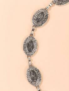 Vintage Silver Color Belt, Multi-Functional Dress Accessory, Elegant Summer Fashion Waist Chain, Retro Casual Style With Oval Hollow Design, Women Jewelry - Gold - View 10