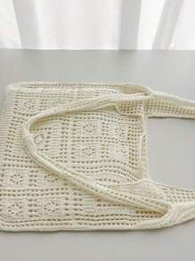 Minimalist Crochet Bag Hollow Out Design Vacation,School Bag,Large Capacity,Portable,For Teen Girls Women College Students,White-Collar Workers,Perfect For Work,Back To School,Middle School,High School,College,VacationSchool Bag