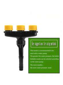 Multi-Nozzle Garden Hose Sprayer - Adjustable Spray Patterns For Lawn Care, Watering Vegetables & Flowers, Durable Plastic Design, Suitable For US Gardens, Stylish Black With Yellow Accents, High Efficiency Watering Tool