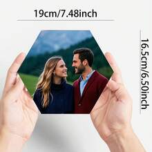 1/6/12 件 Kaket 定制六边形照片打印瓷砖 - 亚克力个性化拼贴墙面艺术，无需电力，适用于卧室、客厅的水平室内墙面装饰 - 情人节、母亲节、父亲节送给家人和朋友的礼物，视觉上吸引人的布局，装饰品 - 7.5*6.5inch - 查看 3