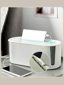 Multifunctional Nordic Style Plastic Cable Management Box, Desktop Organizer, Suitable For Wire Organization And Storage, Large Capacity For Hiding Sundries, Dustproof And Insulated Design, Suitable For Office Desks, TVs, Computers, USB Hubs And Power Strips, Space-Saving Home Organization Solution., Back To School