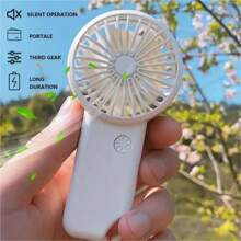 1pc Handheld Clip-On Rechargeable Fan, Portable Mini Desk Fan With 3 Speed Settings, Strong Wind, Suitable For Women Men, Home Office Makeup Outdoor Travel, Back To School, Halloween Gift
