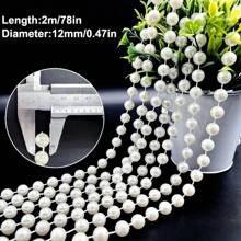 2m/78in, 10m/393in Faux Pearl Beaded Garland Chain, DIY Wedding Decor Curtain, Round Pearls Do Not Break When Cut