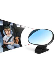 1pc Clip/Suction Cup Rear View Mirror, Universal Car Mounted Auxiliary Mirror For Baby Observation, Child Rearview Mirror For Backseat - Black - View 5