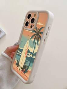 海滩 1 件椰子树图案加厚手机壳带通风孔，防摔，兼容 11 Pro Max/12 Pro Max/13 Pro Max/14 Pro Max/15 Pro Max/16 Plus/16 Pro Max、16E、Galaxy A55/A15/S24 Ultra、Redmi、OPPO/Realme、VIVO、Infinix、Honor、MOTO、One Plus - 白色 - 查看 5